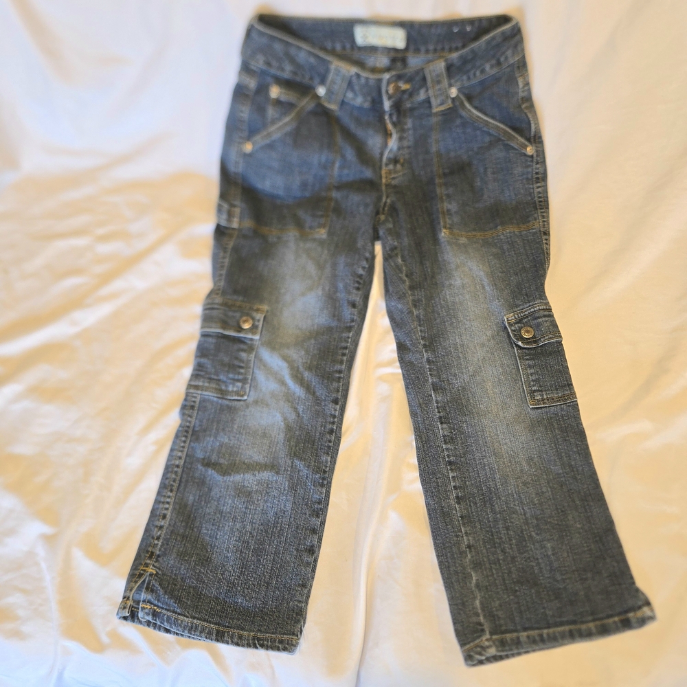 Arizona Jean Company Womens Hipster Vintage Y2k Cargo Denim Capri Jeans Size 5